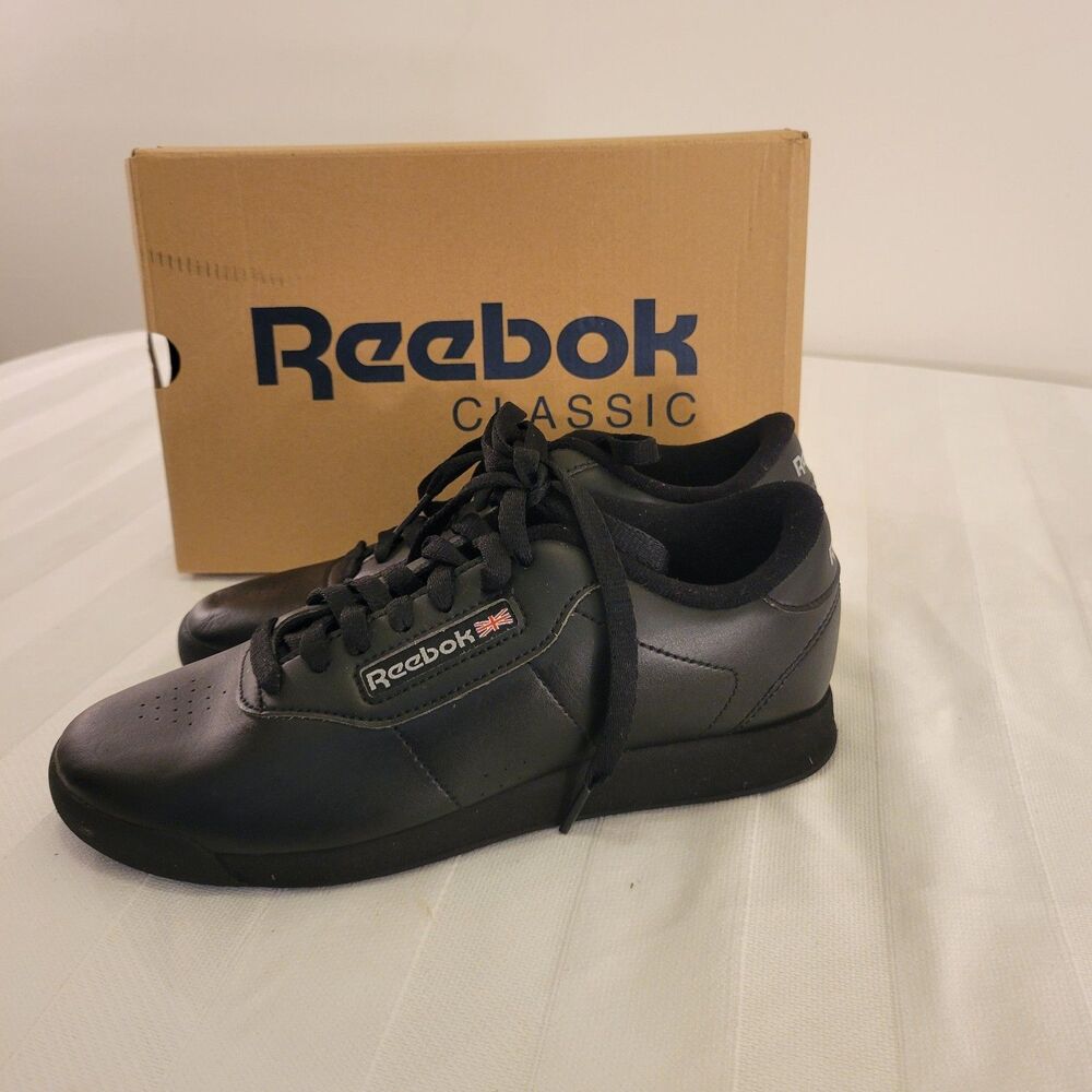 Reebok Princess Women's Shoes Size 7 Black Faux Leather New